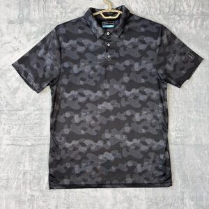 PGA Tour Golf Polo Shirt Men's XL Short Sleeve Camo Print Black & Gray